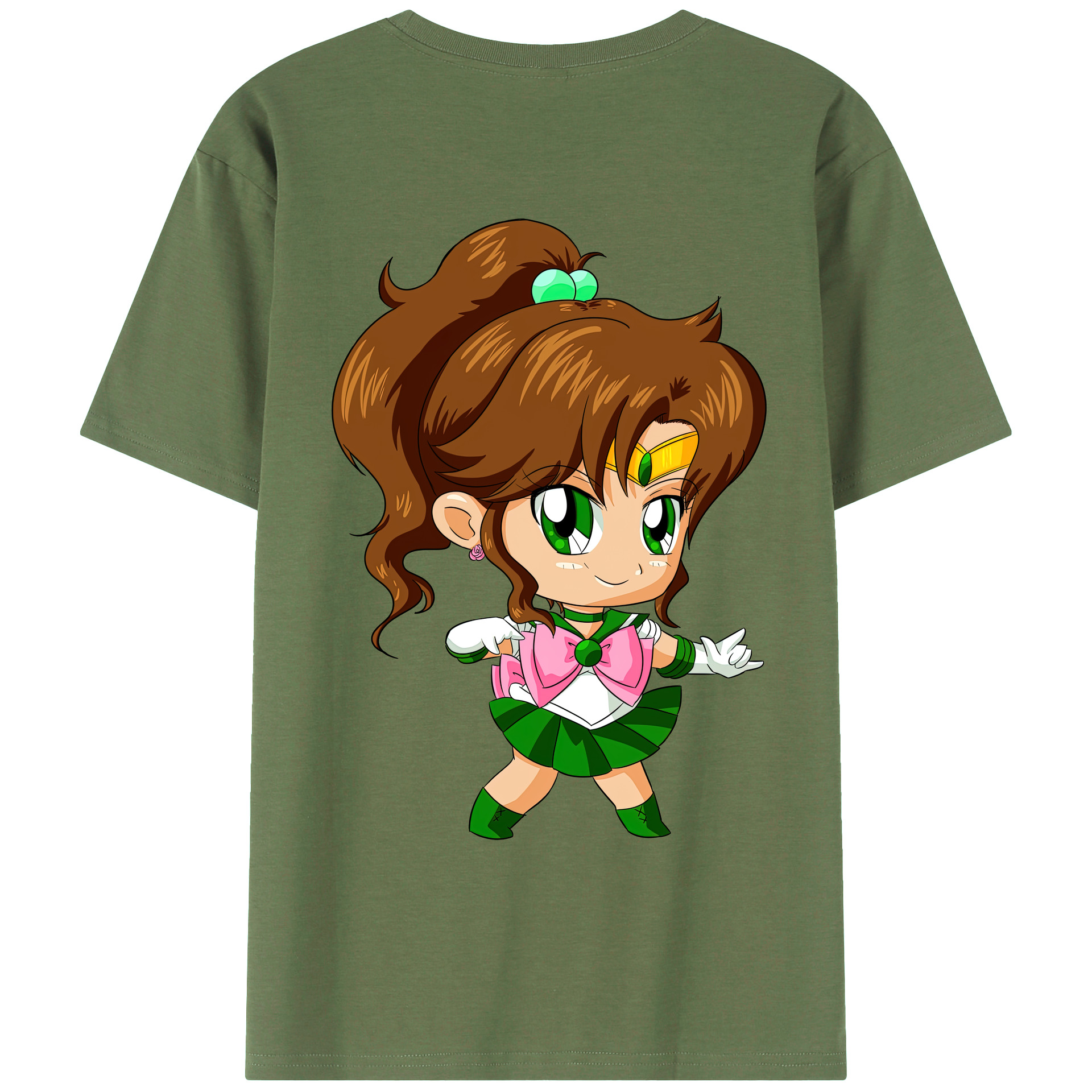 （画像用） 美少女戦士セーラームーン 木野 まこと きの まこと Sailor Moon Kino Makoto （セーラージュピター；Sailor Jupiter） 綿100％ メンズ半袖Tシャツ（バックプリント） 通気性